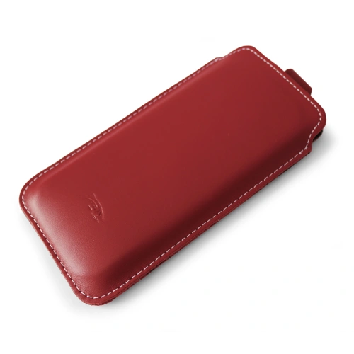 Leather slipcase LURESKO NEW LILLA XXXL slipcase for phone 6.5' - 6.9' (smooth red white thread)