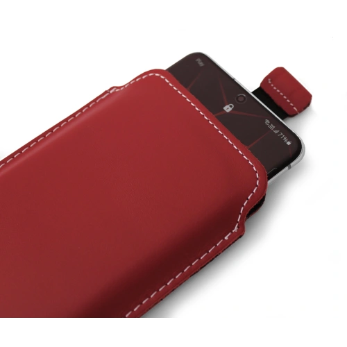 Leather slipcase LURESKO NEW LILLA XXXL slipcase for phone 6.5' - 6.9' (smooth red white thread)