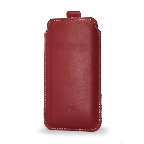 Leather slipcase LURESKO NEW LILLA XXXL slipcase for phone 6.5' - 6.9' (smooth red white thread)