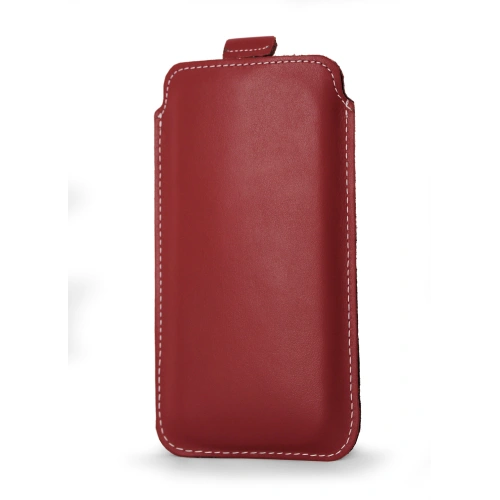 Leather slipcase LURESKO NEW LILLA XXXL slipcase for phone 6.5' - 6.9' (smooth red white thread)