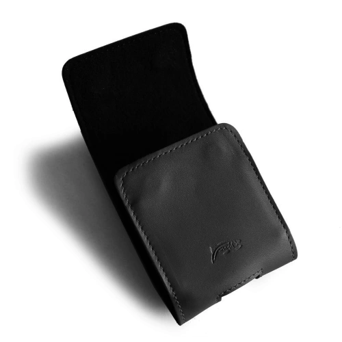 Leather protective case LURESKO FLIP SLEEVE M for Samsung Galaxy Z Flip 3/4/5/6 Motorola Razr 50 / 40 Ultra Huawei Pocket (black smooth black thread)
