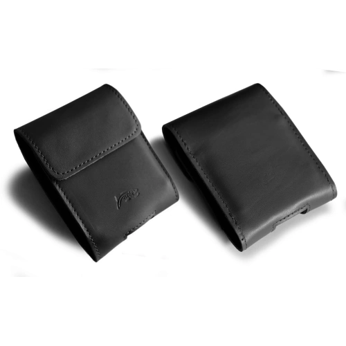 Leather protective case LURESKO FLIP SLEEVE M for Samsung Galaxy Z Flip 3/4/5/6 Motorola Razr 50 / 40 Ultra Huawei Pocket (black smooth black thread)