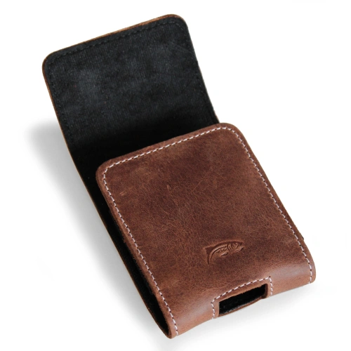 Leather protective case LURESKO FLIP SLEEVE M for Samsung Galaxy Z Flip 3/4/5/6 Motorola Razr 50 / 40 Ultra Huawei Pocket (vintage brown white thread)