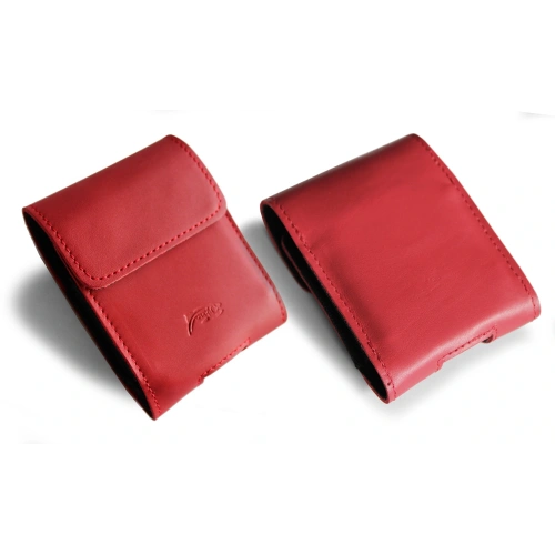 Leather protective case LURESKO FLIP SLEEVE M for Samsung Galaxy Z Flip 3/4/5/6 Motorola Razr 50 / 40 Ultra Huawei Pocket (smooth red with red thread)