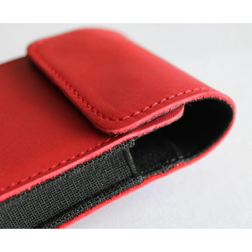 Leather protective case LURESKO FLIP SLEEVE M for Samsung Galaxy Z Flip 3/4/5/6 Motorola Razr 50 / 40 Ultra Huawei Pocket (smooth red with red thread)