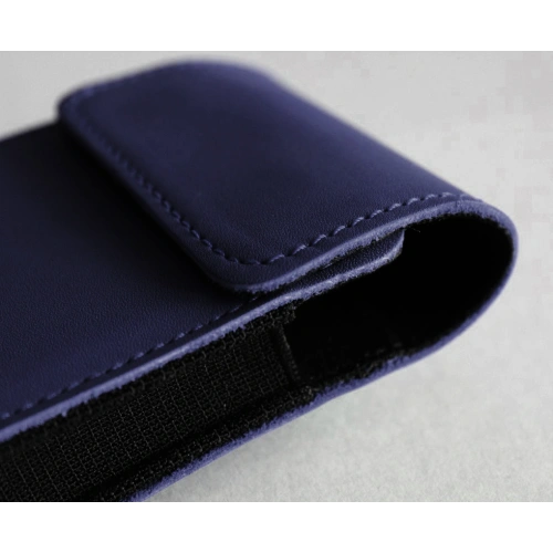 Leather neck case / for belt / for loop LURESKO HECTOR FLIP M for Flip models (navy blue smooth navy thread)