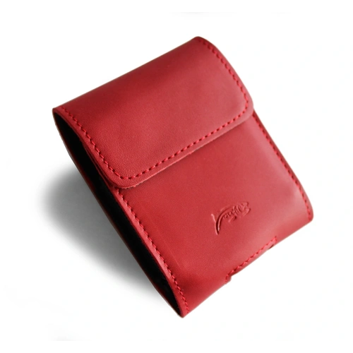 Leather neck case / belt case / loop case LURESKO HECTOR FLIP M for Flip models (smooth red with red thread)