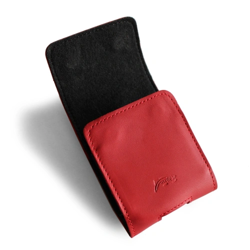 Leather neck case / belt case / loop case LURESKO HECTOR FLIP M for Flip models (smooth red with red thread)
