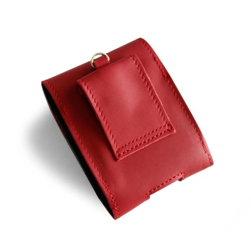 Leather neck case / belt case / loop case LURESKO HECTOR FLIP M for Flip models (smooth red with red thread)