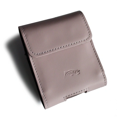 Leather neck case / belt case / loop LURESKO HECTOR FLIP M for Flip models (smooth pink white thread)