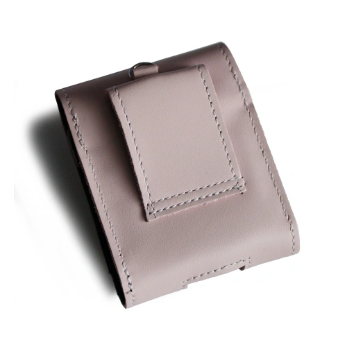 Leather neck case / belt case / loop LURESKO HECTOR FLIP M for Flip models (smooth pink white thread)