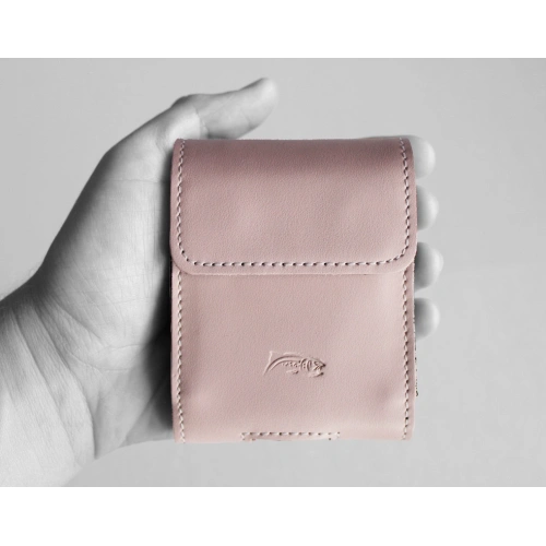 Leather neck case / belt case / loop LURESKO HECTOR FLIP M for Flip models (smooth pink white thread)