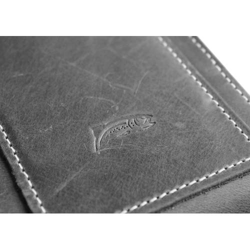Leather neck / belt / loop vertical case LURESKO HECTOR XXL 167x78x10mm (gray vintage white thread)