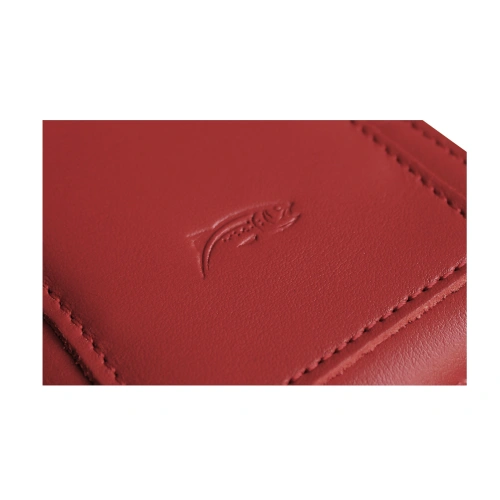 Leather neck pouch / belt pouch / vertical holster LURESKO HECTOR XXL 167x78x10mm (smooth red red thread)