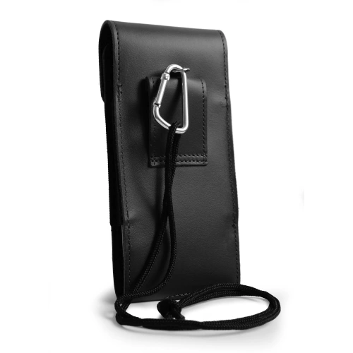 Leather neck case / belt case / loop case / vertical holster LURESKO HECTOR XXL 167x78x10mm (black smooth black thread)