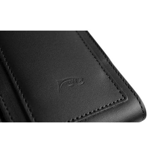 Leather neck case / belt case / loop case / vertical holster LURESKO HECTOR XXL 167x78x10mm (black smooth black thread)