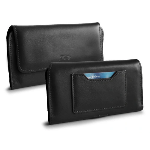 Leather protective case LURESKO ELLA XXL for phone - 170x85x12 / for handbag backpack (black)