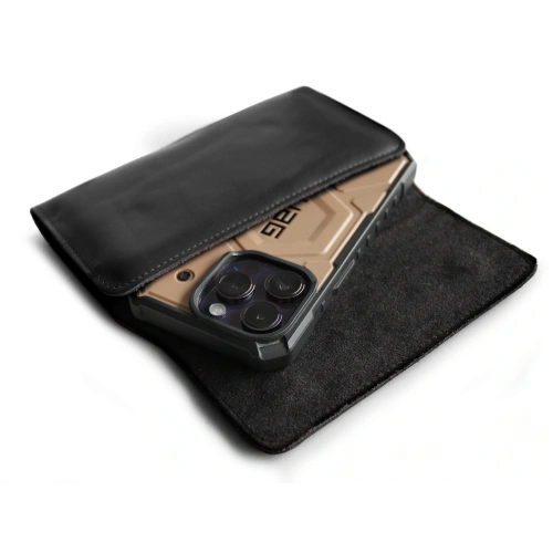 Leather protective case LURESKO ELLA XXL for phone - 170x85x12 / for handbag backpack (black)