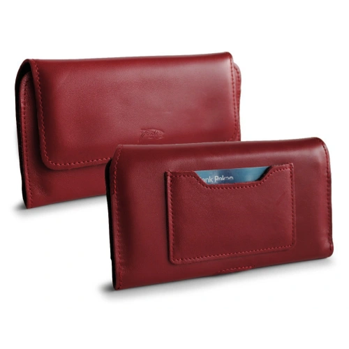 Leather protective case LURESKO ELLA XXL for phone - 170x85x12 / for handbag backpack (red)