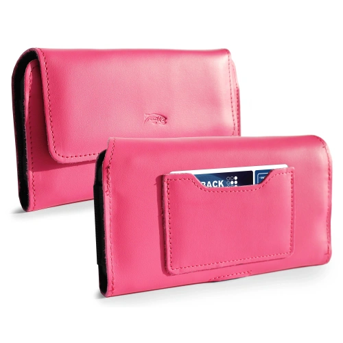 Leather protective case LURESKO ELLA XXL for phone - 170x85x12 / for handbag backpack (pink)