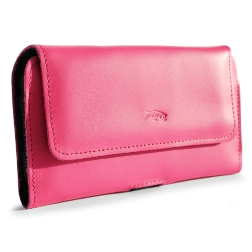 Leather protective case LURESKO ELLA XXL for phone - 170x85x12 / for handbag backpack (pink)