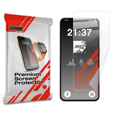 Folia ceramiczna GrizzGlass CeramicFilm na Samsung Galaxy A56 z bliska, ukazująca jej teksturę.