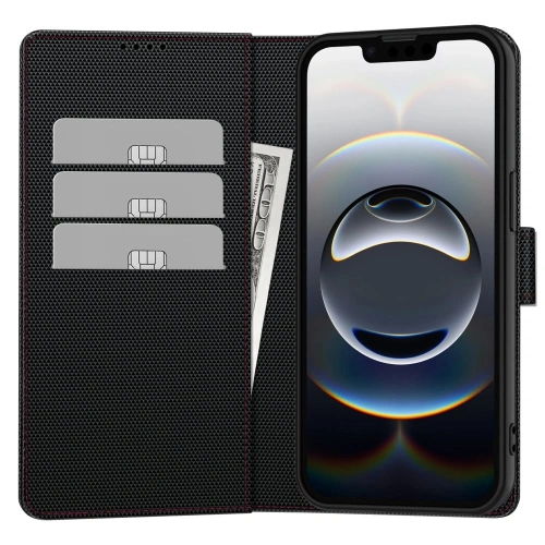 Etui z klapką Tech-Protect Wallet RS w kolorze czarnym i czerwonym, idealne do Samsung Galaxy A56 5G.