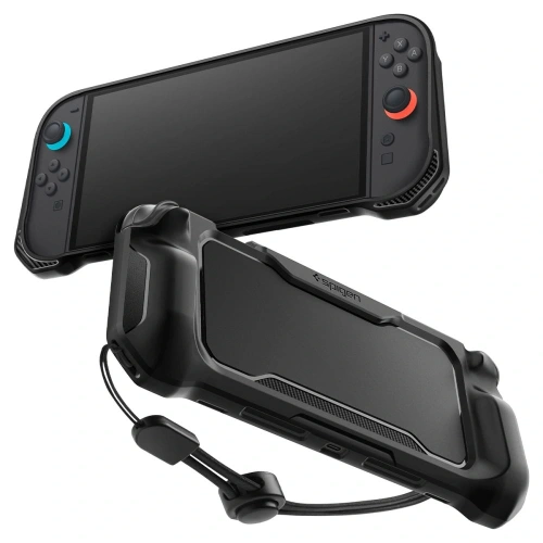Etui Spigen Rugged Armor w kolorze matowej czerni, idealne dla Nintendo Switch.