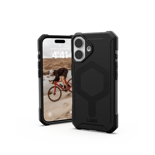 Etui UAG Urban Armor Gear zamontowane na Apple iPhone 16, idealne dla aktywnych użytkowników.