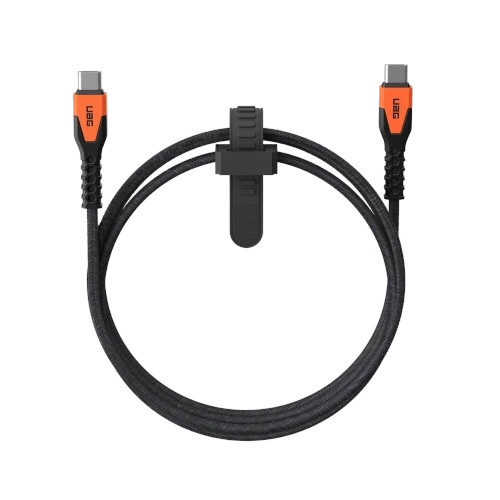Καλώδιο USB-C UAG Urban Armor Gear σε μαύρο και πορτοκαλί χρώμα, μήκους 1.5m, με μέγιστο φορτίο 60W.
