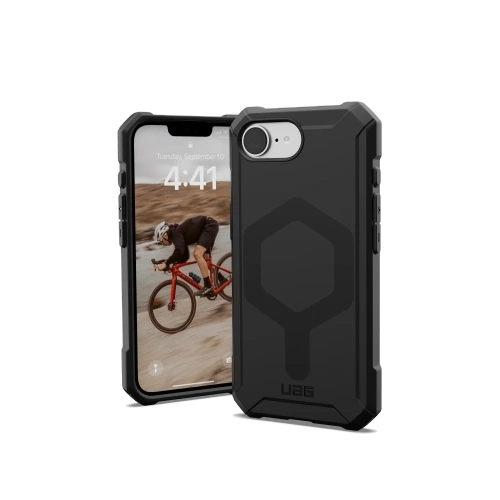 Etui UAG Urban Armor Gear Essential Armor w kolorze czarnym dla Apple iPhone 16e, z systemem MagSafe.