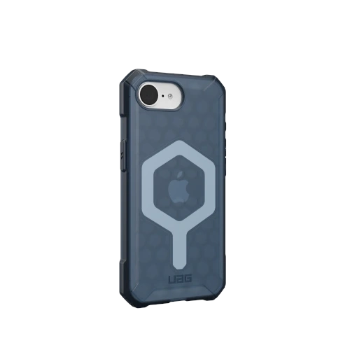 Zbliżenie na etui UAG, ukazujące detale i wycięcia na porty oraz przyciski.