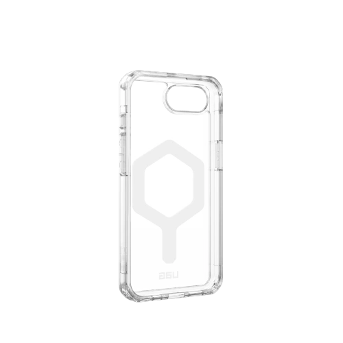 Etui UAG na tle minimalistycznym, prezentujące design i funkcjonalność dla Apple iPhone 16e.