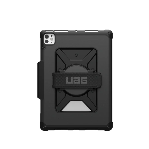Etui UAG Metropolis SE w kolorze czarnym, z uchwytem na dłoń i Apple Pencil.