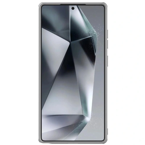 Husa Nillkin pe telefonul Samsung Galaxy S25 Ultra, prezentând un design elegant.