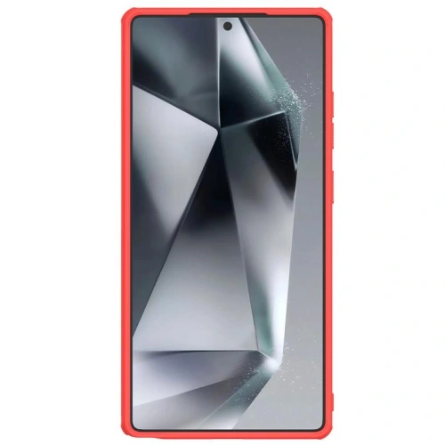 Husa Nillkin pe un telefon Samsung Galaxy S25 Ultra, prezentând aspectul său stylish.