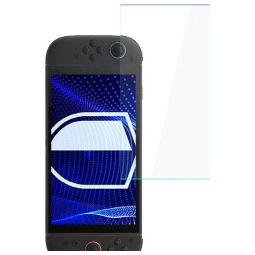 Aplikacja szkła hybrydowego 3MK na Nintendo Switch 2, ilustrująca łatwość montażu.