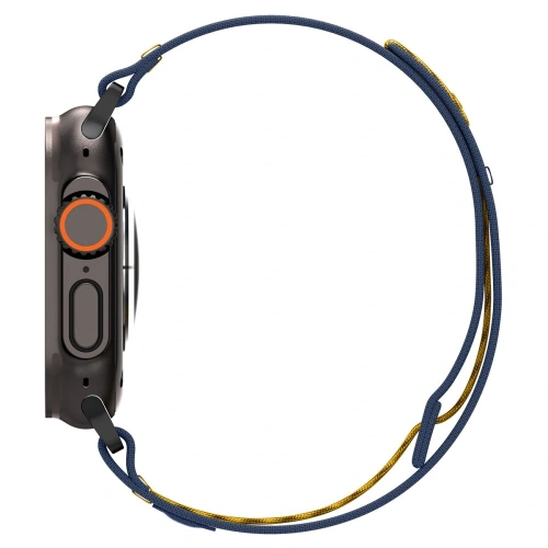 Stylowy granatowy pasek Spigen Athlex Air z logo, dopasowany do smartwatcha.