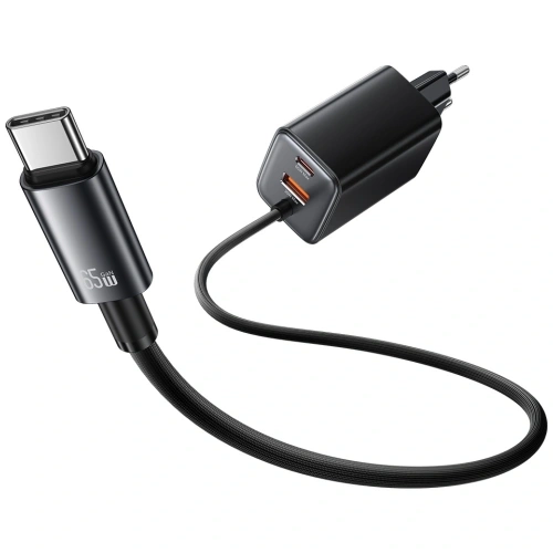 USAMS CC266 65W GaN charger, side view with plug extended