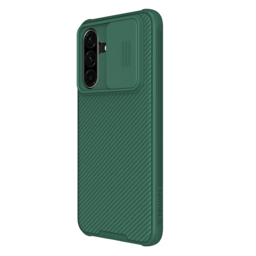 Nillkin Camshield Pro case in green, perfectly fitting Samsung A26 5G.
