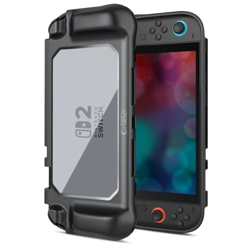 Etui Tech-Protect Magmat Nintendo Switch 2 w kolorze czarnym i przezroczystym, idealne do ochrony konsoli.