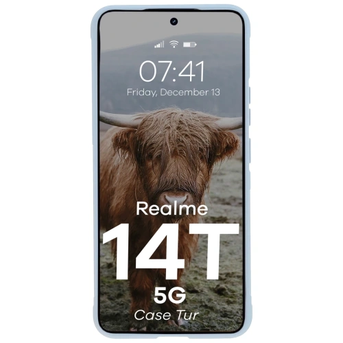 Etui Bizon Case Tur na telefonie Realme 14T 5G w jasnym otoczeniu.