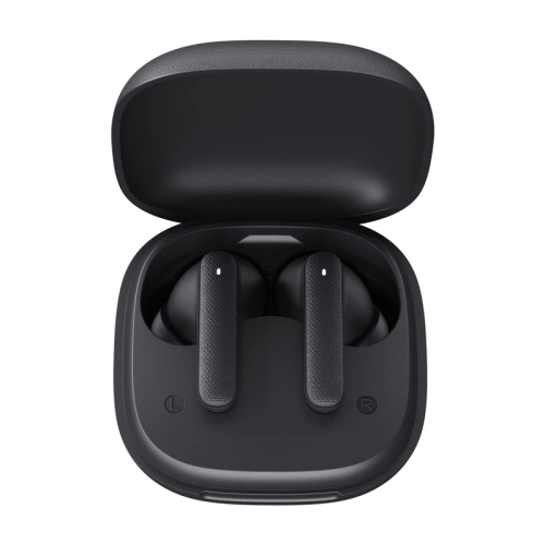 Słuchawki dokanałowe QCY Buds T43 z detalami, ukazujące ich kompaktowy kształt