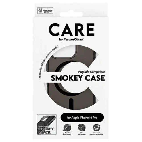Zbliżenie na etui CARE, pokazujące detale wykończenia oraz wycięcia na porty.