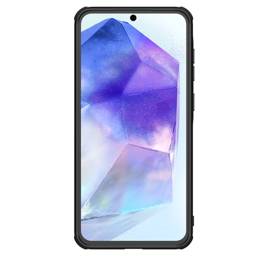 Etui Nillkin zamontowane na Samsung Galaxy A56 5G, pokazujące dopasowanie i design.