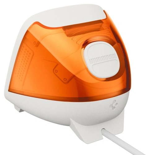 Apple Watch umieszczony na podstawce Spigen Classic C1 w odcieniu tangerine.