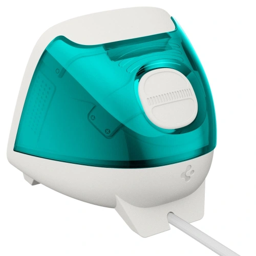 Widok podstawki Spigen Classic C1 na biurku, w kolorze Bondi Blue.