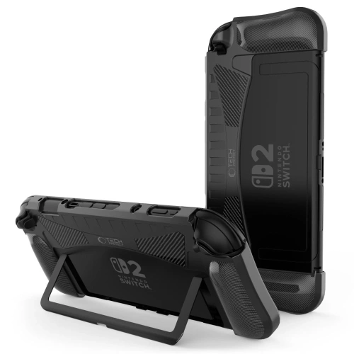 Etui Tech-Protect TPUCarbon w kolorze czarnym, idealnie dopasowane do Nintendo Switch 2.