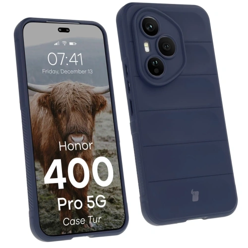 Pancerne etui Bizon Case Tur w granatowym kolorze, idealne do Honor 400 Pro.