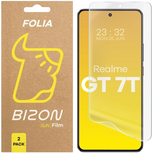 Folia matowa Bizon Glass Film Sun do Realme GT 7T w opakowaniu 2 sztuk.